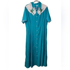 Humming bird detailed XXL button up dress